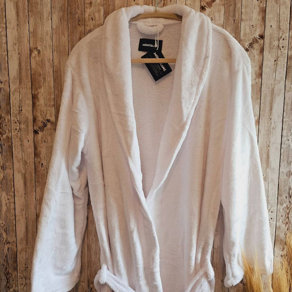 Montblanc Mont Blanc White Unisex bathrobe One Size NEW - Picture 3 of 5